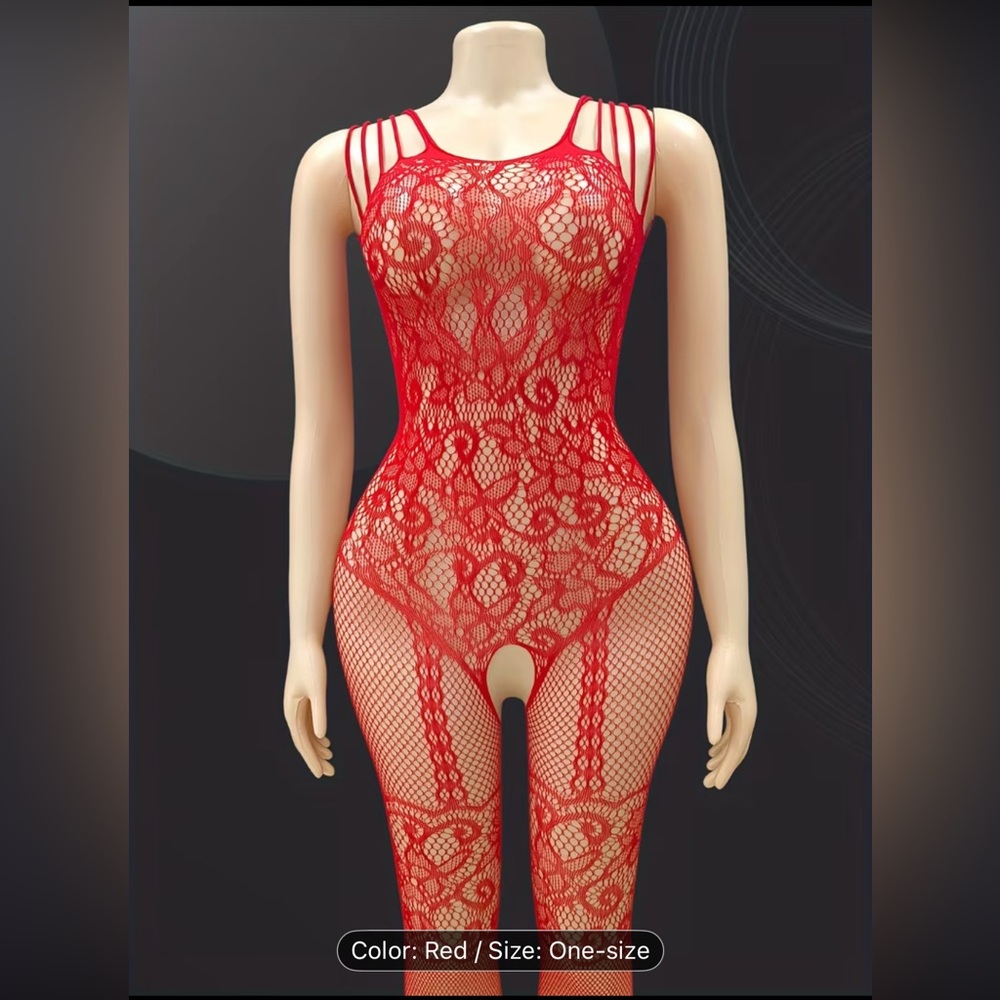 Elegant Red Lace Bodysuit